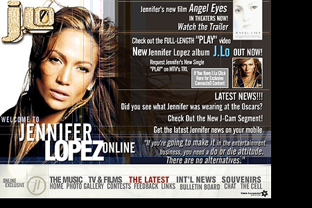 Jennifer Lopez flash website in 2000