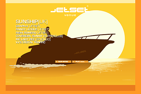 Jetset Venue flash website in 2003