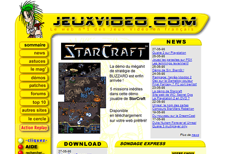 Jeuxvideo.com website in 1998