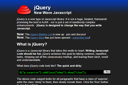 jQuery website in 2006