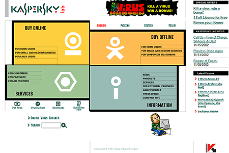 Kaspersky Lab website in 2002