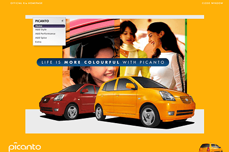 Kia Picanto flash website in 2003