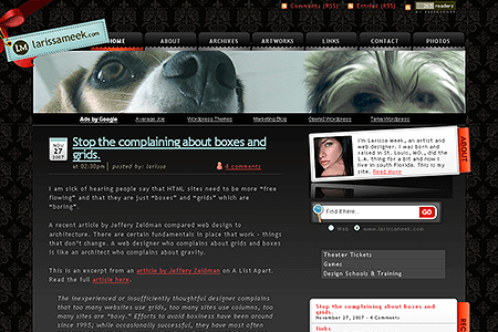 Larissa Meek website in 2007