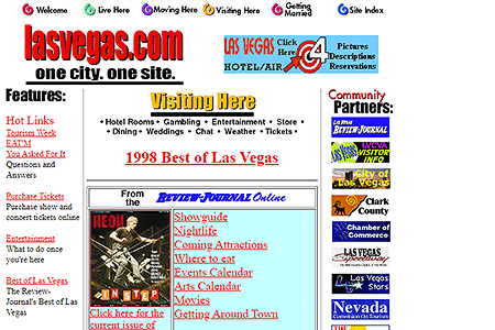 Las Vegas website in 1998