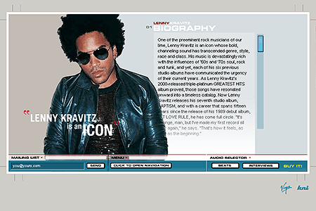 Lenny Kravitz flash website in 2001