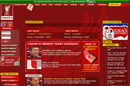 Liverpool F.C. website in 2002