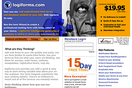 Logiforms website in 2001