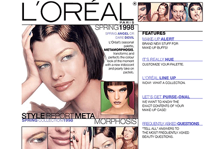 L’Oreal Cosmetics website in 1998