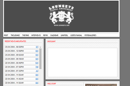 Lounge72 website in 2003