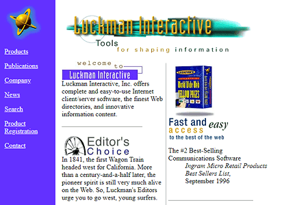 Luckman Interactive website in 1996