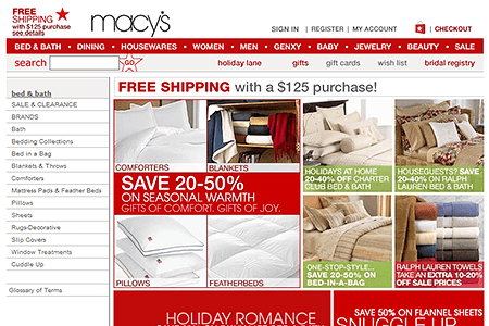 Macys website in 2003