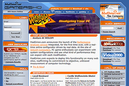 MadOnion.com – GamersHQ website in 2001