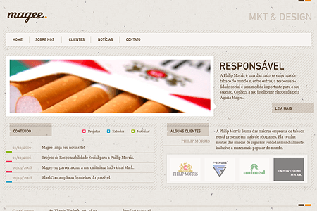 Magee website in 2006