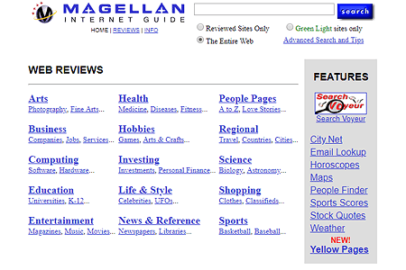 Magellan website in 1997