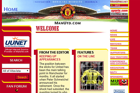 Manchester United F.C. website in 1999