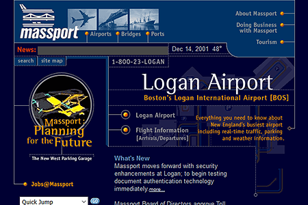 Massport website in 2001