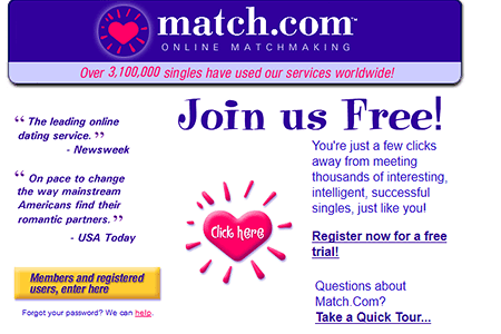 Match.com website in 2000