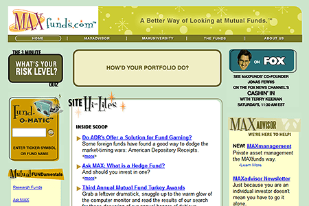 MAXfunds website in 2003