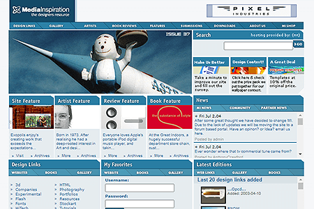 Media Inspiration website in 2004