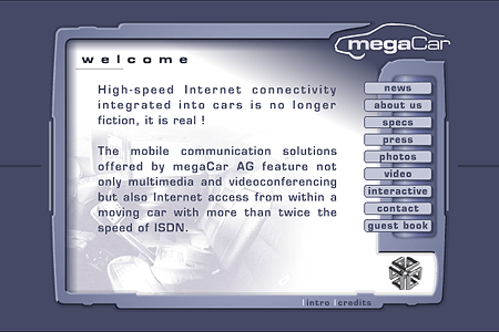 Megacar.com flash website in 1999