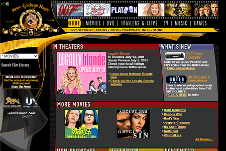 MGM Studios website in 2001