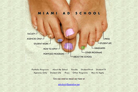 Miami Ad School Online website in 1996