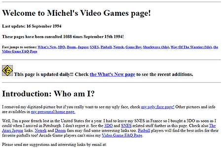 Michel Buffa’s Video Games Page website in 1994