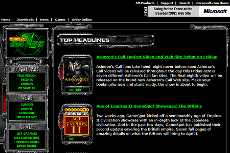 MSN Gaming Zone in 1999 - Web Design Museum