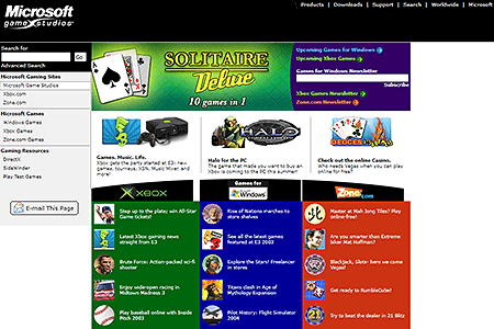 Microsoft Games Studios website in 2003