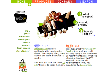 Microsoft WebTV Networks website in 2000