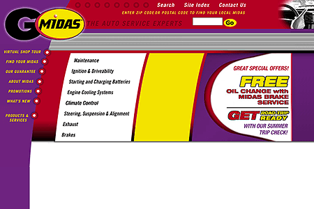Midas website in 2000