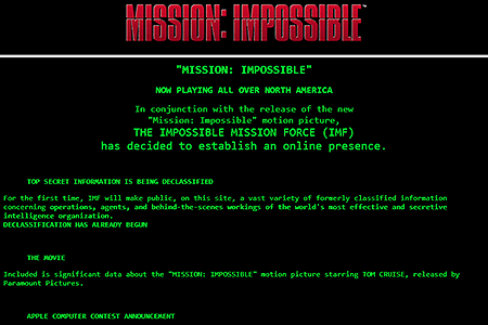 Mission: Impossible website in 1996