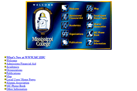 Mississippi College website in 1995