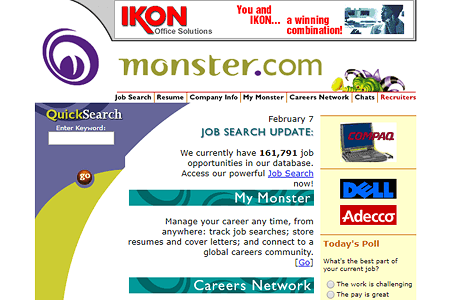 Monster website in 1999