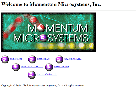 Monumentum Microsystems website in 1995