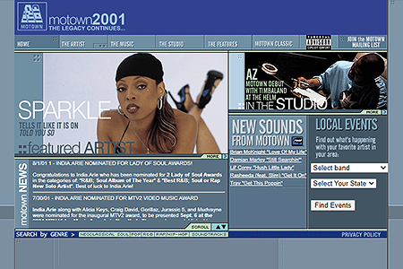 Motown website in 2001