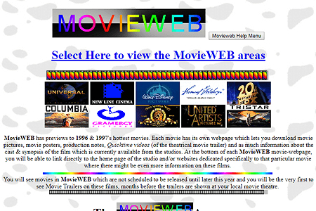 MovieWEB website in 1996