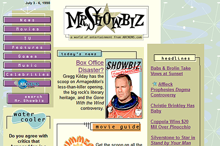 Mr. Showbiz website in 1998