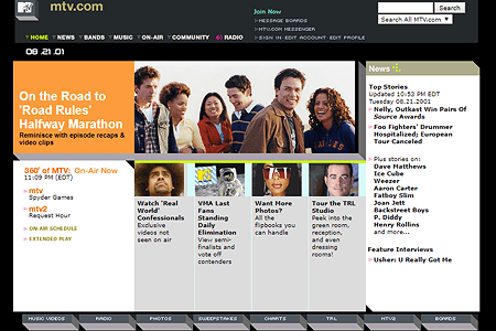 MTV website in 2001