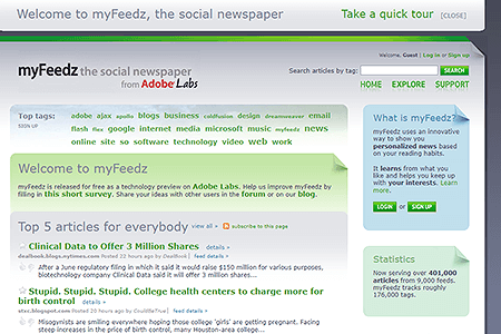myFeedz website in 2007