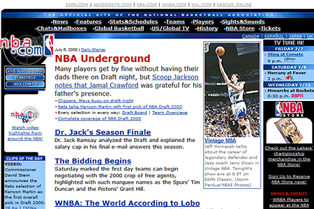 NBA.com website in 2000
