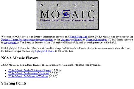 NCSA Mosaicw website in 1995