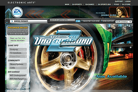 Need for Speed Underground 2 website in 2004