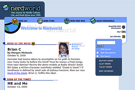 Nerdworld website in 2000