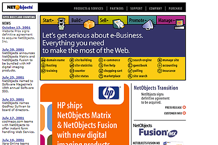 NetObjects website in 2001