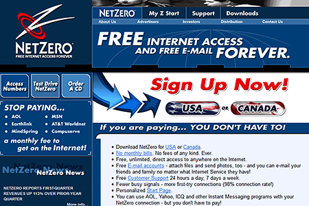 NetZero website in 2000