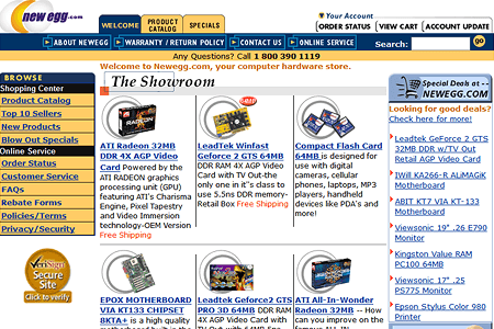 NewEgg website in 2001