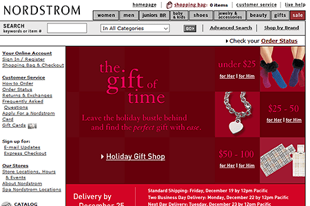 Nordstorm Store website in 2003