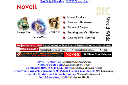 Novell website in 1996