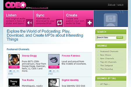 Odeo website in 2005